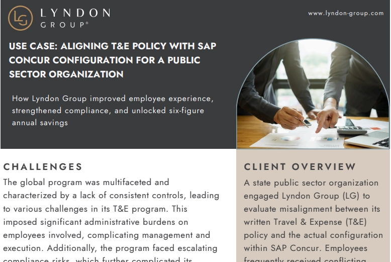 Aligning T&E policy with SAP concur configuration for a public sector organization